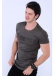 Forever Baskılı Omuz Tırtıklı Haki T-shirt