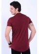 Forever Basklı Omuz Tırtıklı Bordo T-shirt