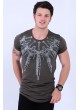 Kabartma Kılıç Baskılı Haki T-shirt