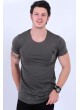 Tek Fermuar Detay Haki T-shirt