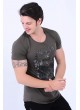 Kamuflaj Kurukafa Baskılı Haki T-shirt