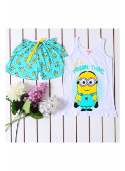 Minion Turkuaz Şortlu Pijama Takım