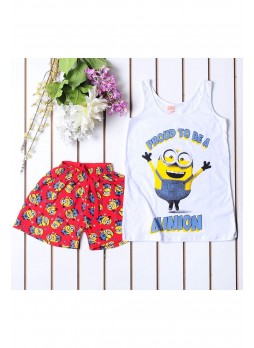 Minion Kırmızı Şortlu Pijama Takımı