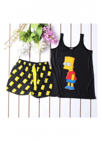 Simpson Siyah Şortlu Pijama Takımı