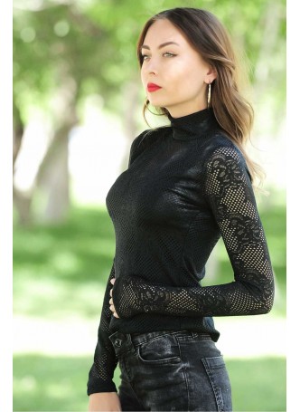 Dantel Detay Siyah Bluz
