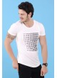 Kabartma Baskı Desenli Beyaz T-Shirt