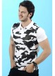 Siyah Baskı Polo Yaka Beyaz T-Shirt