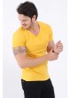 Kesikli U Yaka Sarı T-Shirt