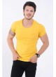 Kesikli U Yaka Sarı T-Shirt