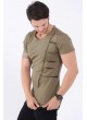 Fermuar Kesik detay Haki T-Shirt