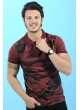 Siyah Baskı Polo Yaka Bordo T-Shirt