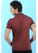 Siyah Baskı Polo Yaka Bordo T-Shirt
