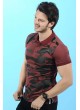 Siyah Baskı Polo Yaka Bordo T-Shirt