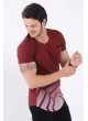 Apoletli Etek Baskı Bordo T-Shirt
