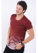 Apoletli Etek Baskı Bordo T-Shirt