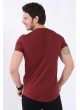 Apoletli Etek Baskı Bordo T-Shirt