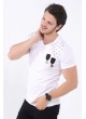 Apoletli Omuz Taş Beyaz T-Shirt