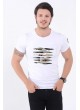 Kamuflaj Kesikli Beyaz T-Shirt