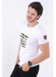 Kamuflaj Kesikli Beyaz T-Shirt