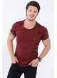 Fermuar Kesik detay Bordo T-Shirt