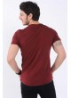 Fermuar Kesik detay Bordo T-Shirt