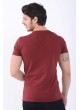 Cep Armalı Yan Kesik Bordo T-Shirt