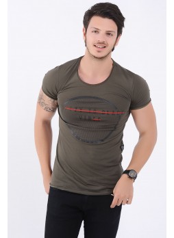 Baskılı Haki T-Shirt