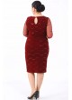 Pullu Payetli Tül Kol Büyük Beden Bordo Elbise