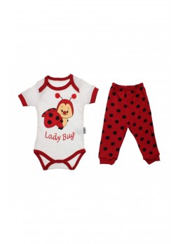 Modakids Bebek Uğur Böcekli Kısa Kol Zıbın Takım 037-886431-002