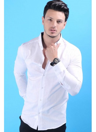 Bordo Puantiyeli Beyaz Gömlek