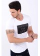 Baskılı Etek Tırtık Beyaz T-Shirt