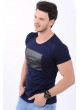 Baskılı Etek Tırtık Lacivert T-Shirt