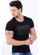 Baskılı Etek Tırtık Siyah T-Shirt