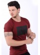 Baskılı Etek Tırtık Bordo T-Shirt