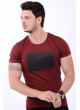 Baskılı Etek Tırtık Bordo T-Shirt