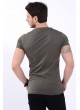 Baskılı Etek Tırtık Haki T-Shirt