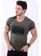 Baskılı Etek Tırtık Haki T-Shirt