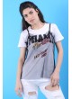 Miami Baskılı Tül Detay Beyaz T-Shirt