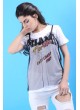 Miami Baskılı Tül Detay Beyaz T-Shirt