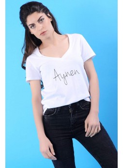 Baskı Yazılı Beyaz T-Shirt