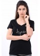 Baskı Yazılı siyah T-Shirt
