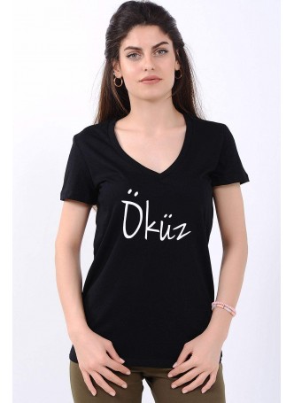 Yazı Baskılı Siyah T-Shirt