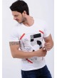 Baskı Yazı Desenli Beyaz T-Shirt