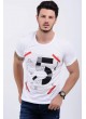 Baskı Yazı Desenli Beyaz T-Shirt