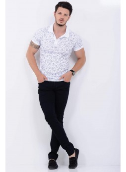Çizgili Koyu Lacivert Denim