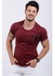 Cep Armalı Bordo T-Shirt