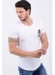 Cep Püskürtme Baskılı Beyaz T-Shirt