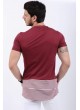 Etek Çizgi Baskılı Bordo T-Shirt