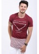 Etek Çizgi Baskılı Bordo T-Shirt