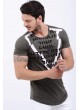 Danger Zone Yazılı Haki T-Shirt